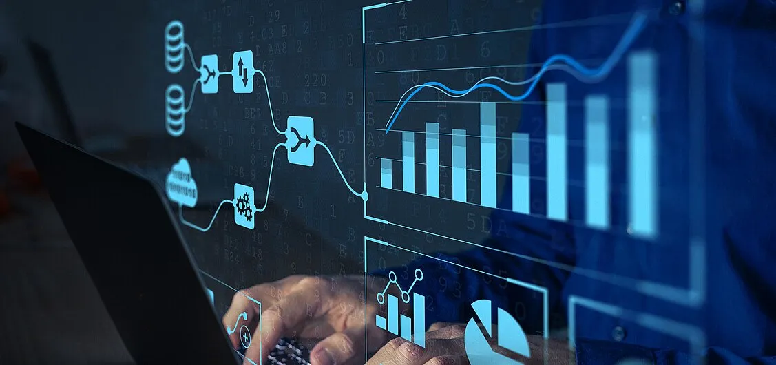 Blick auf eine Excel-Tabelle mit Diagrammen