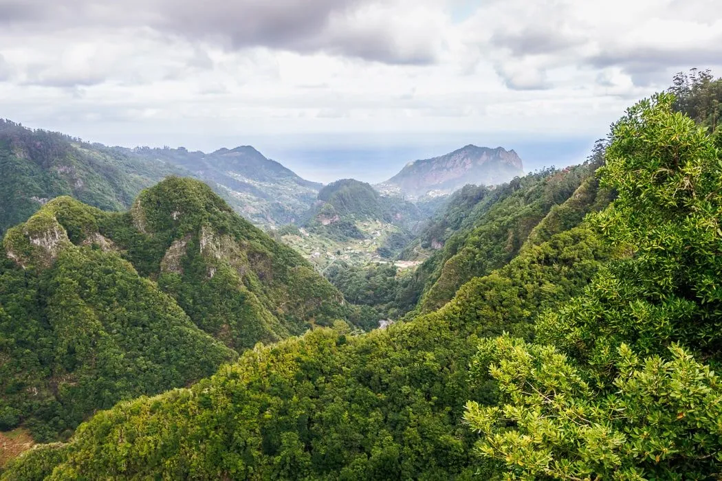 Blick vom Balcões-Aussichtspunkt auf die üppige Natur Madeiras, ein Highlight für Wanderer