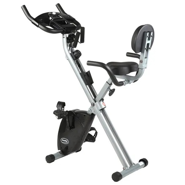 Body Coach X-Bike Heimtrainer von Aldi mit Rückenlehne und integrierten Trainingsbändern für Arm- und Beintraining.
