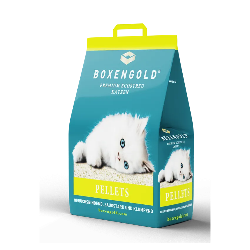 Boxengold Katzenstreu Pellets aus Fichtenholz für langhaarige Katzen