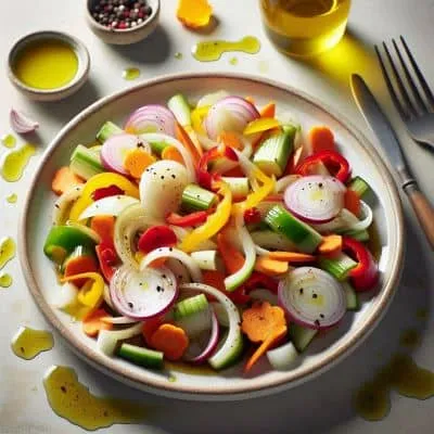 Bunt gemischter Salat mit gesundem Öl-Mix