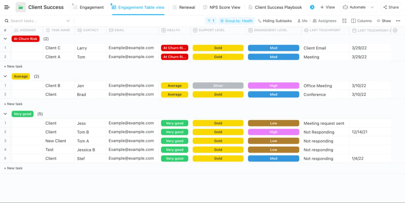 ClickUp Datenbank-Tools in Tabellenansicht filtern Daten für optimales Kunden- und Projektmanagement