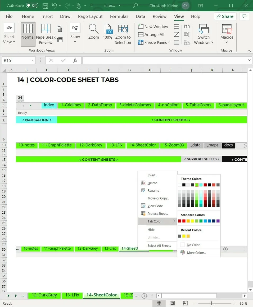 Color-Coding für Sheet-Reiter in Excel für eine bessere Übersicht