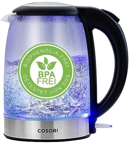 Cosori CO171-GK2 Glas-Wasserkocher mit beidseitiger Wasserstandsanzeige