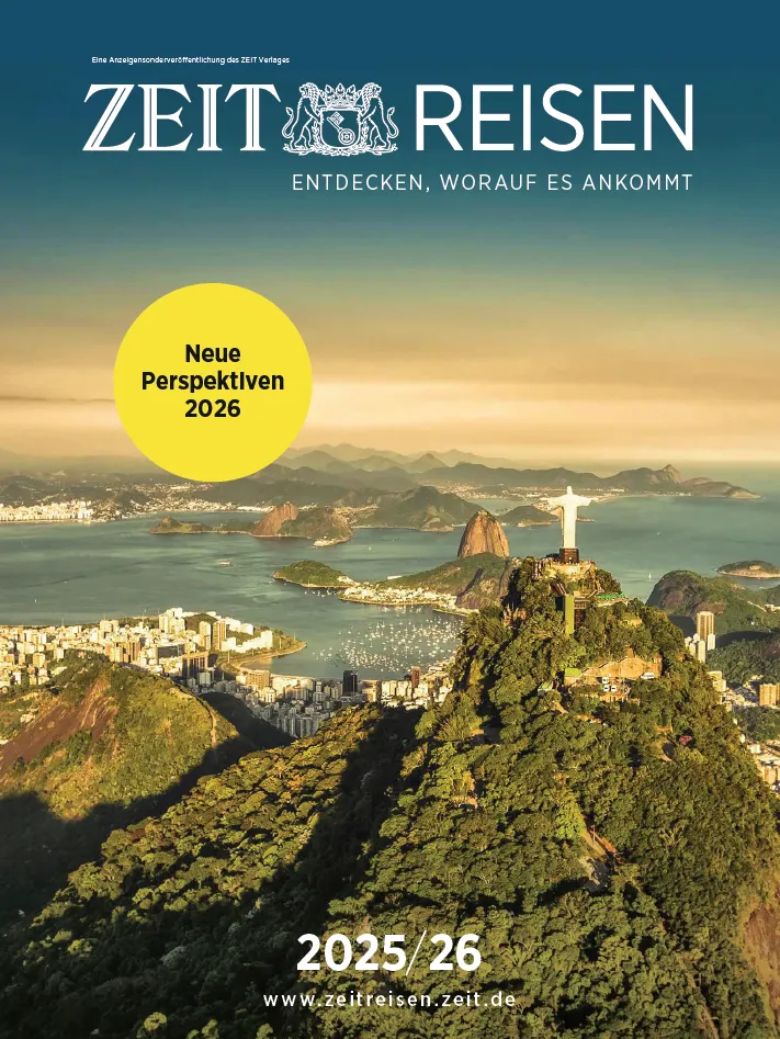 Cover des aktuellen ZEIT REISEN Magazins, das neue Reiseziele und inspirierende Programme für kulturelle Erkundungen präsentiert