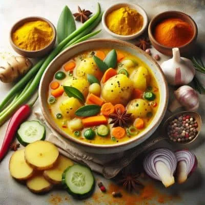 Cremige basische Kartoffelsuppe mit frischen Kräutern