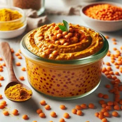 Cremiger Curry-Linsenaufstrich, vegan und proteinreich, perfekt als basischer Brotaufstrich
