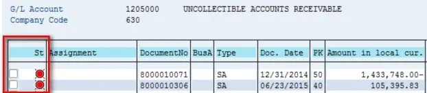 Darstellung eines ausgeglichenen Postens in der FBL3N-Übersicht