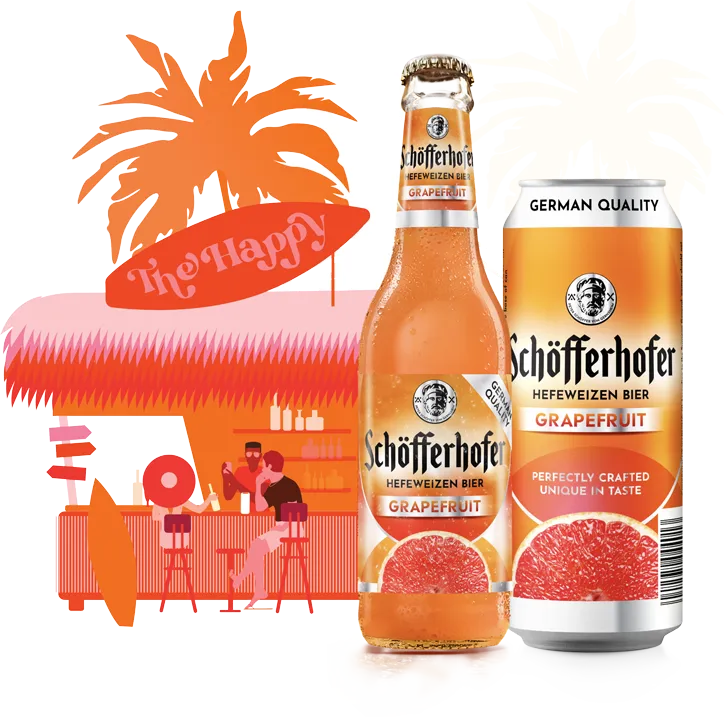 Das Schöfferhofer Grapefruit in einer ansprechenden Darstellung, die die fruchtige Note unterstreicht.