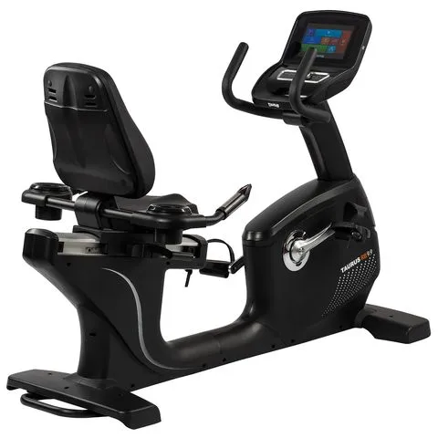 Das seniorengerechte Taurus Liegeergometer RB9.9 Touch mit tiefem Durchstieg und benutzerfreundlicher Touch-Konsole.