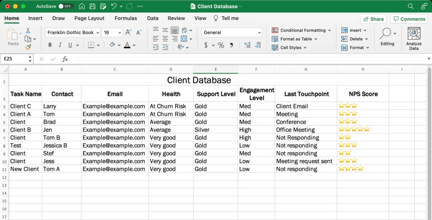 Daten in die Excel-Datenbank eingeben, um eine funktionale Kundenübersicht zu erstellen