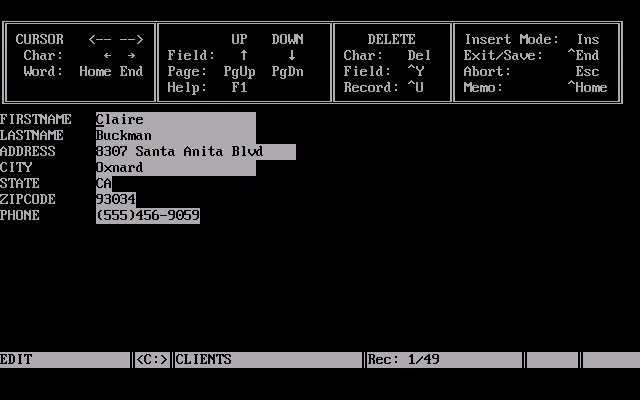 dBase III Plus 1.1 - Bearbeitung