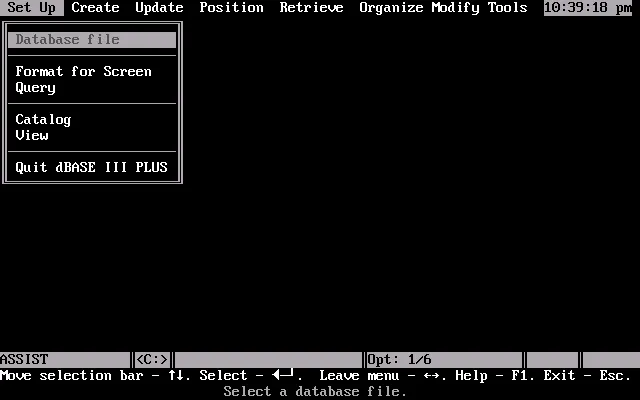 dBase III Plus 1.1 - Menü