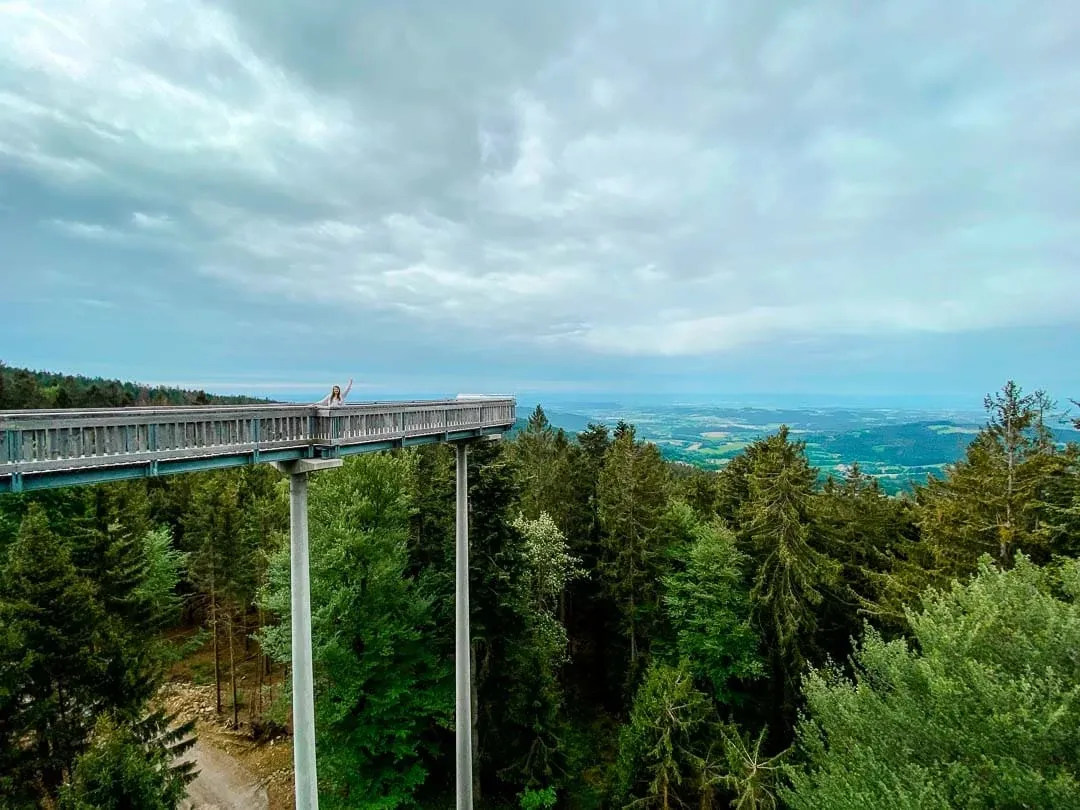 Der Baumwipfelweg in St. Englmar, der eine einzigartige Perspektive auf den Bayerischen Wald bietet.