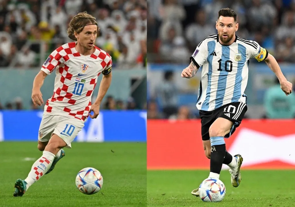 Der kroatische Mittelfeldspieler Luka Modric (Nr. 10) beim Verlassen des Spielfelds während des Halbfinalspiels der Fußballweltmeisterschaft Katar 2022 zwischen Argentinien und Kroatien im Lusail-Stadion in Lusail am 13. Dezember 2022. (Foto von Adrian DENNIS / AFP)