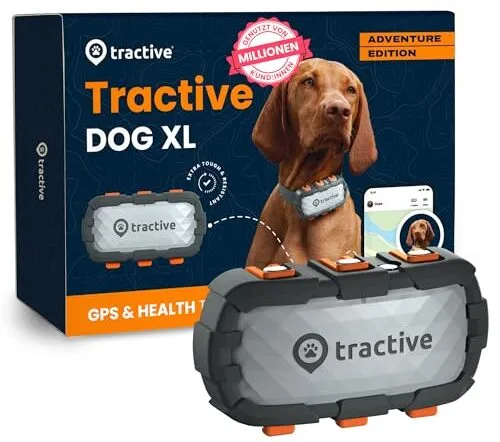 Der Tractive DOG XL Adventure Hundetracker, robustes Gehäuse und lange Akkulaufzeit