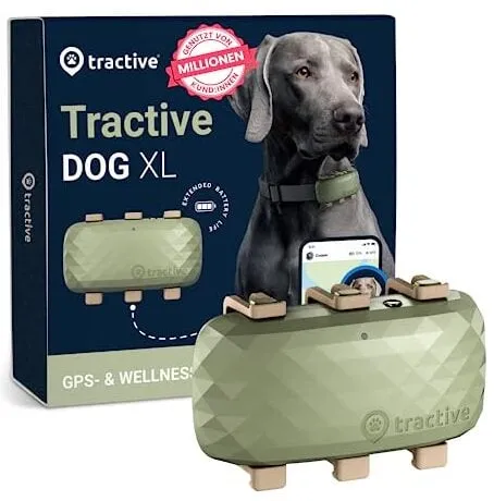 Der Tractive DOG XL Hundetracker in Schwarz, robust und für größere Hunde