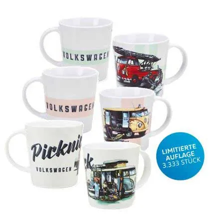 Design Porzellanbecher mit Bulli Motiv