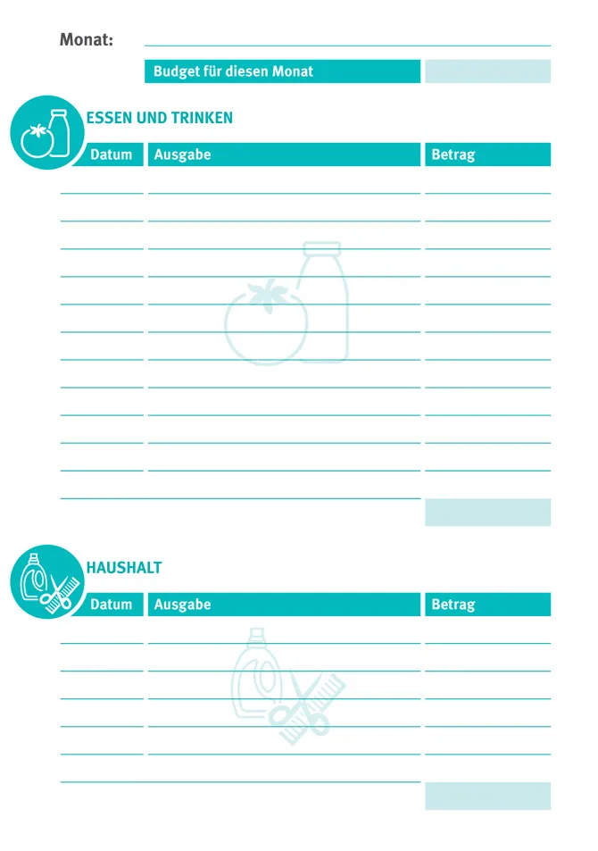 Detaillierte Aufschlüsselung von Budgetposten und Ausgaben