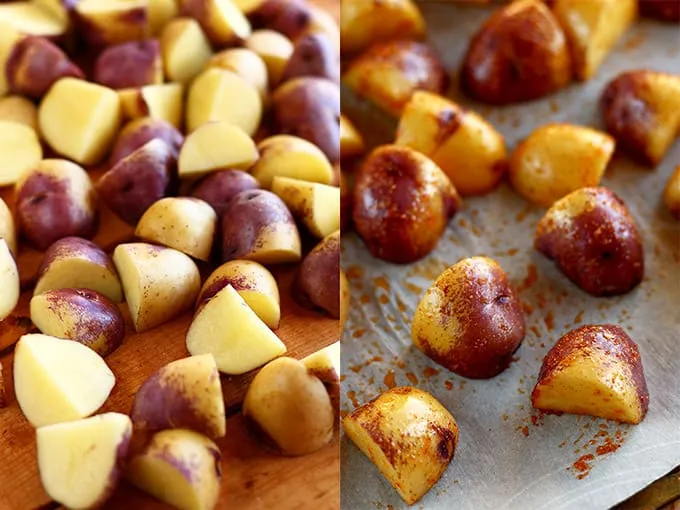 Die bunten Chilean Splash Kartoffeln von The Little Potato Company vor der Zubereitung