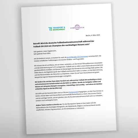 Die deutsche Fußballnationalmannschaft und Germanwatch appellieren für nachhaltige Reisen zur EM 2024