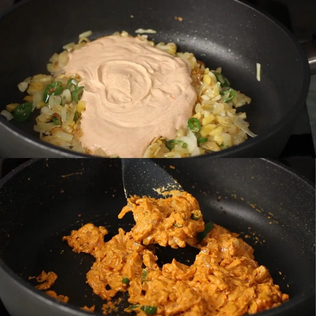 Die Gewürzmischung wird in der Pfanne angebraten