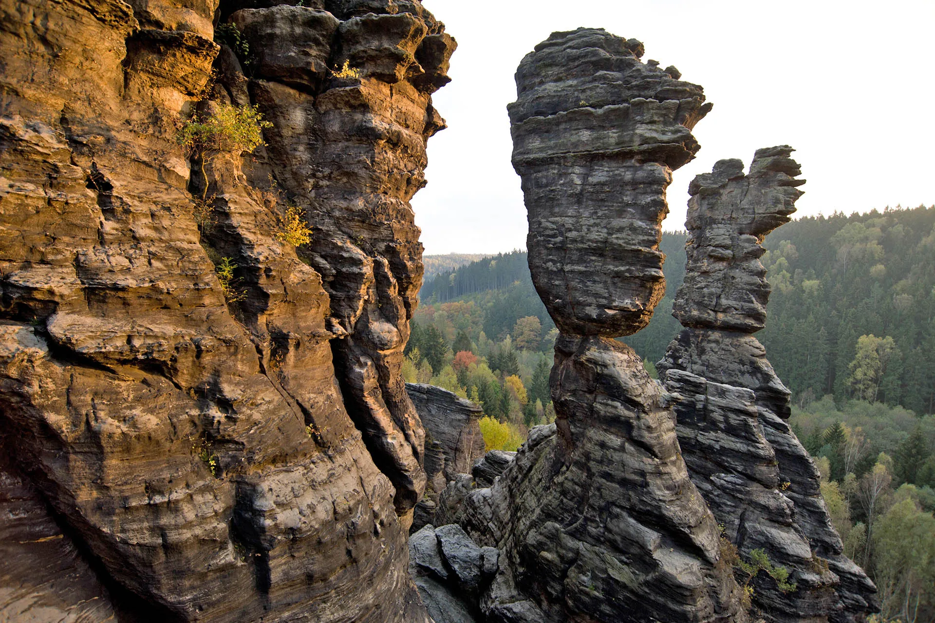 Die Herkulessäulen im Bielatal in der Sächsischen Schweiz, markante Felsformationen