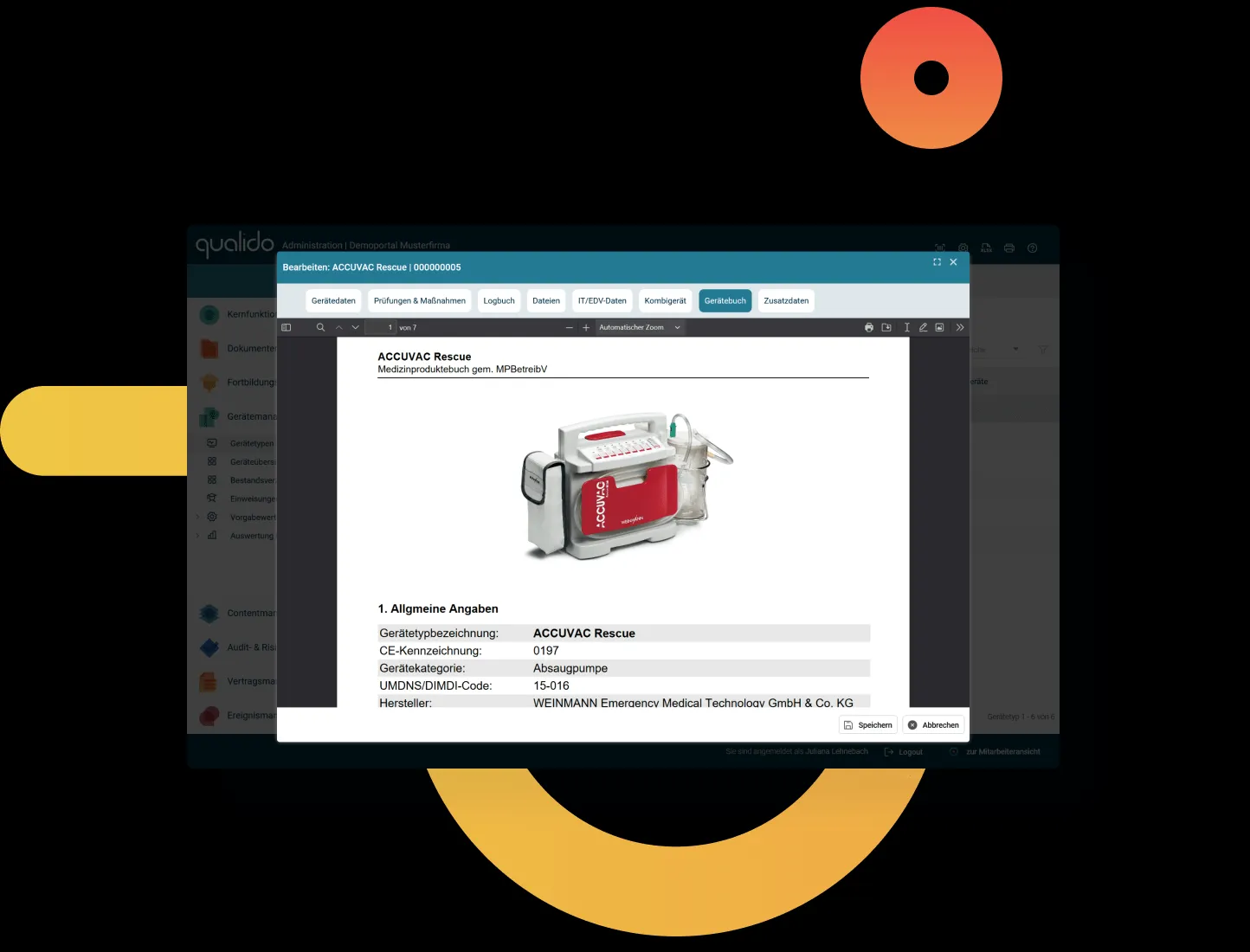 Digitales Gerätebuch für Medizinprodukte gemäß MPBetreibV §12 in der Verwaltungssoftware