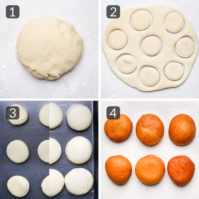 Donuts in heißem Öl frittieren: Goldbraune Crème Brûlée Donuts in der Fritteuse und abtropfend auf Küchenpapier