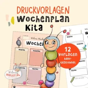 Druckvorlage Wochenplan für die Kita: Praktische Wilma Wochenwurm Vorlage zum Ausdrucken für den Kindergartenalltag
