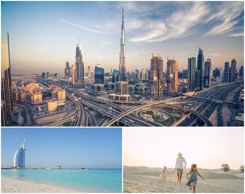 Dubai Skyline, Burj al Arab und Strand