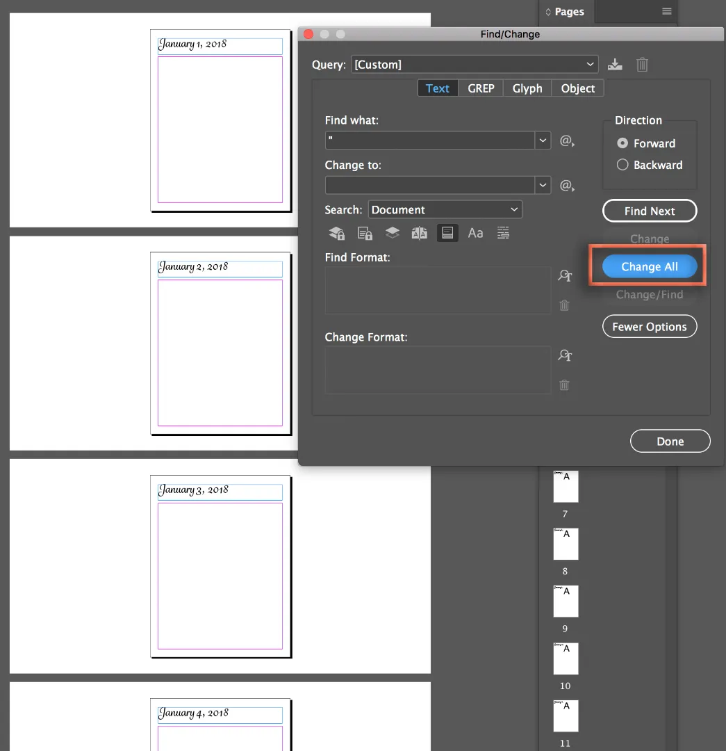 Durchführung des Ersetzungsvorgangs