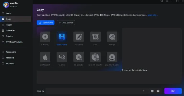 DVDFab Benutzeroberfläche