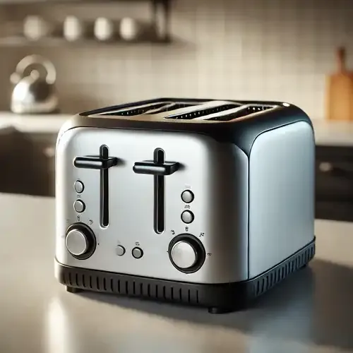 Ein allgemeiner Toaster mit toastenden Brotscheiben symbolisiert aktuelle Angebote für Küchengeräte und Frühstückszubehör.