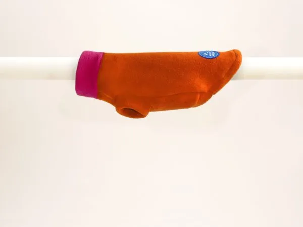 Ein detailliertes Foto zeigt, wie man den Hund richtig vermisst, um die perfekte Passform für einen Hundepullover zu gewährleisten.