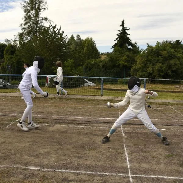 Ein Fechter in der Angriffsstellung