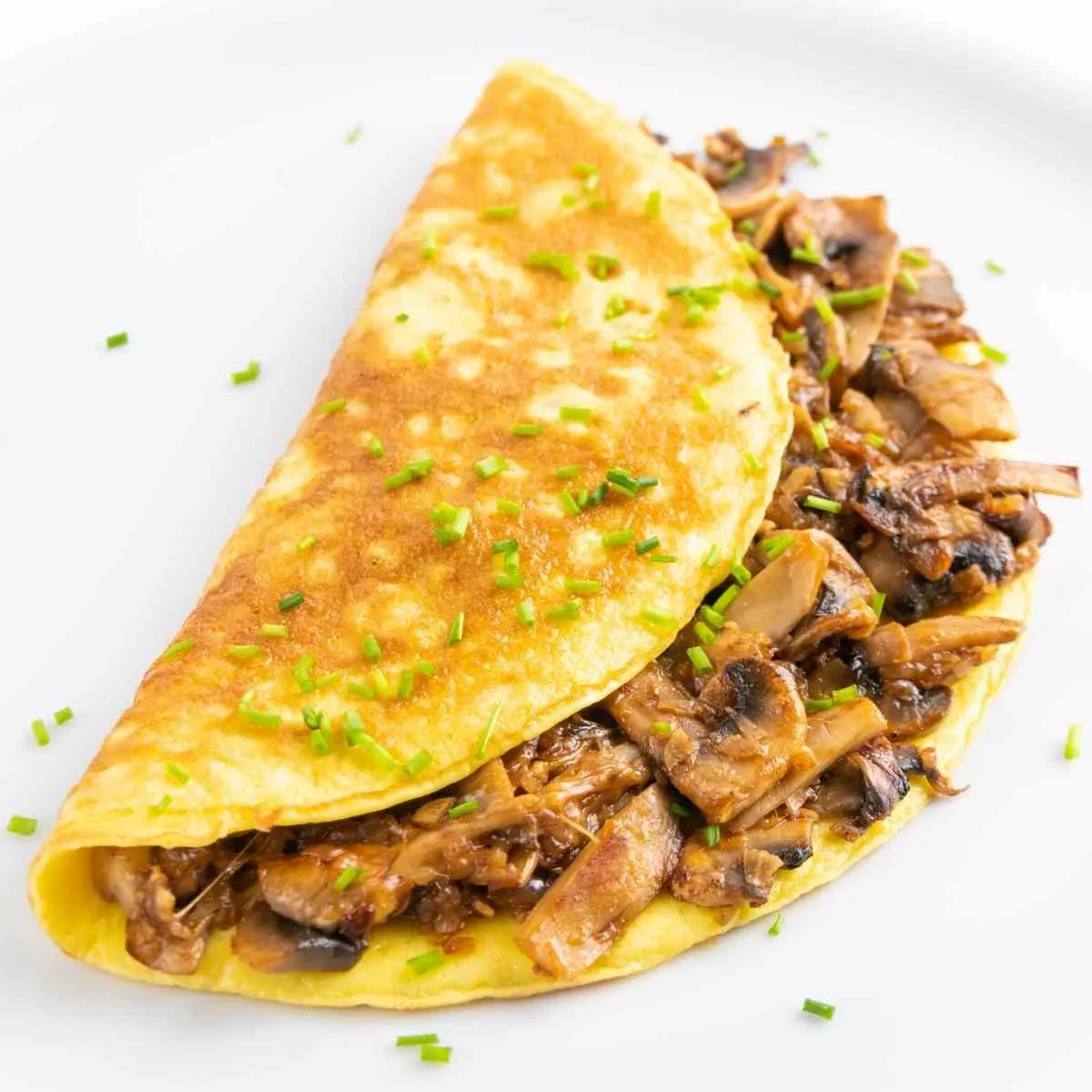 Ein klassisches Keto Pilz-Omelette mit frischen Kräutern, ein einfaches und sättigendes Low Carb Frühstück.