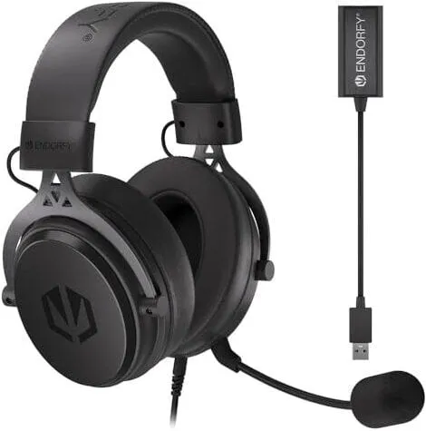 Ein modernes Endorfy VIRO Plus USB Gaming Headset auf einem dunklen Hintergrund