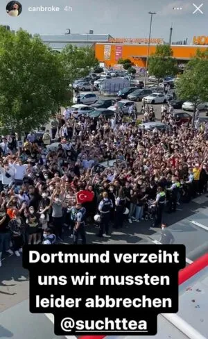 Ein Video auf dem Instragram-Kanal von „Canbroke“ zeigt, wie viele – meist junge – Menschen vor einem Supermarkt stehen und dem YouTuber zujubeln.