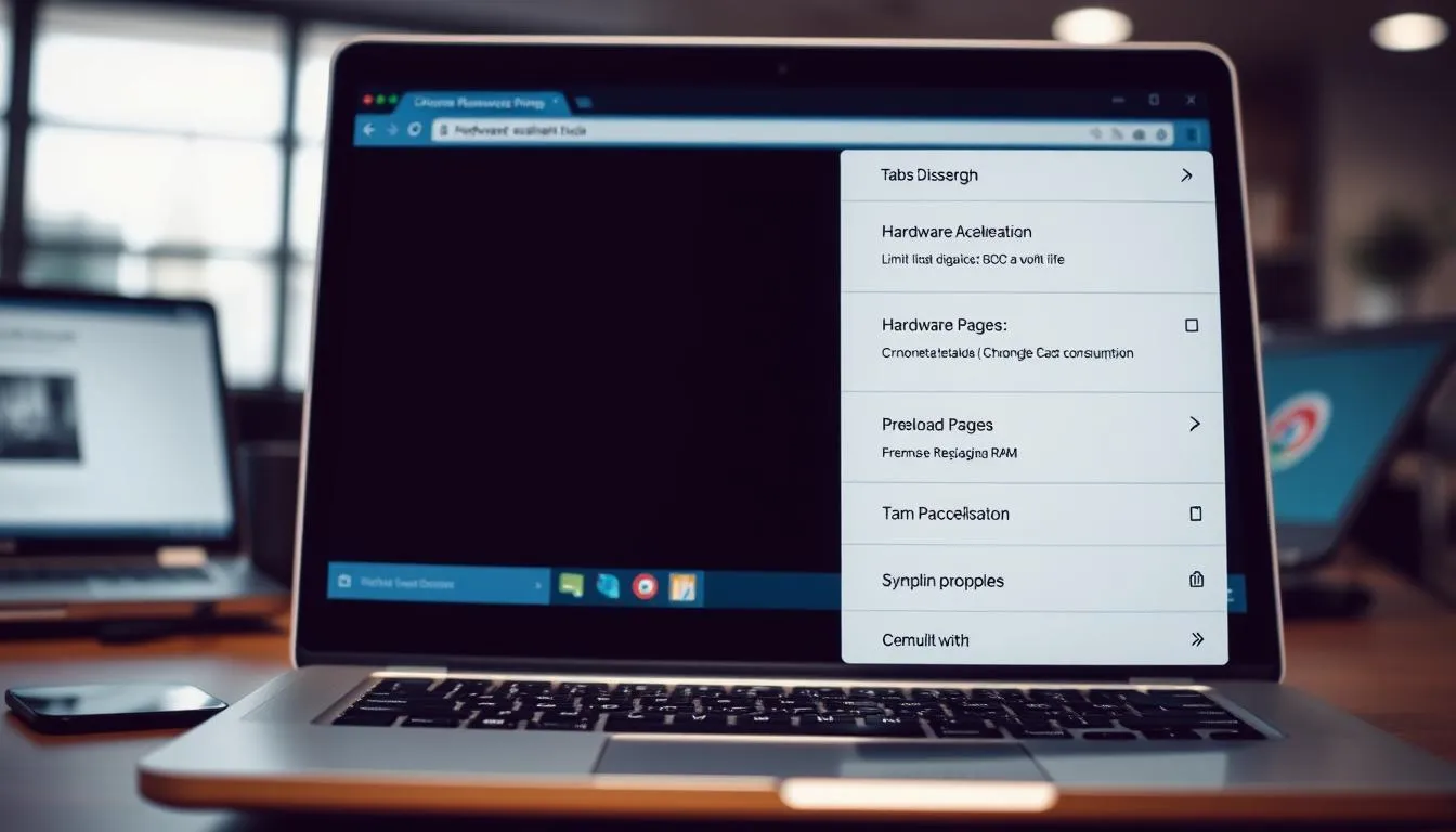 Eine Darstellung der Chrome-Einstellungen mit Hervorhebung der Optionen zur Arbeitsspeicheroptimierung.