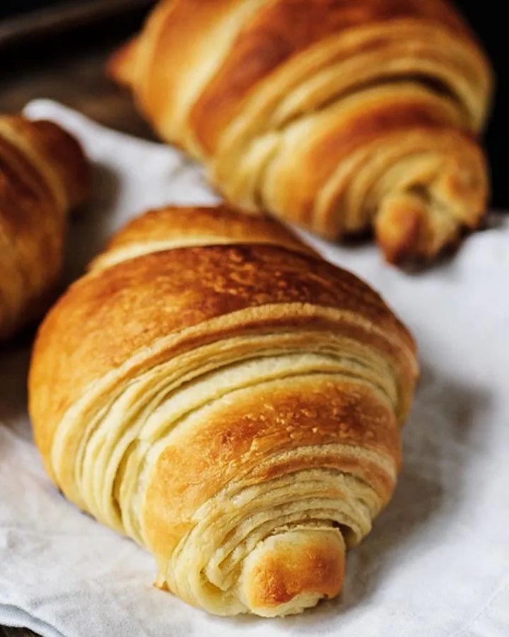 Eine Detailaufnahme eines Croissants.
