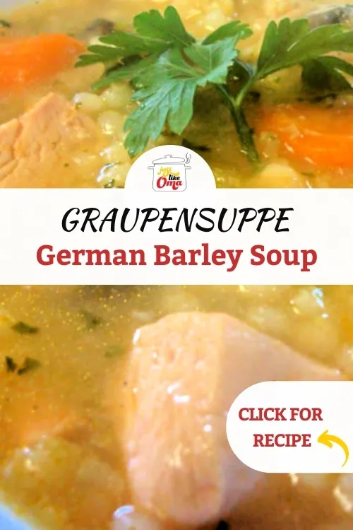 Eine Familie sitzt um einen Tisch und genießt eine Schüssel dampfender Graupensuppe.