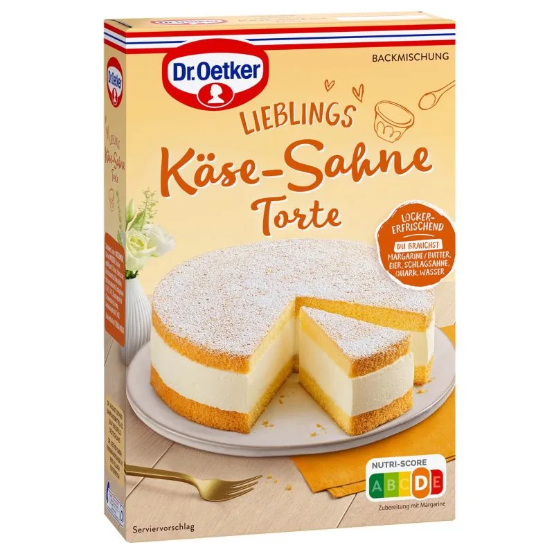 Eine festliche Käse-Sahne-Torte, ideal als Geburtstagskuchen aus der Backmischung
