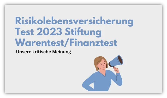 Eine Hand hält ein Formular zur Risikolebensversicherung mit dem Titel "Finanztest".