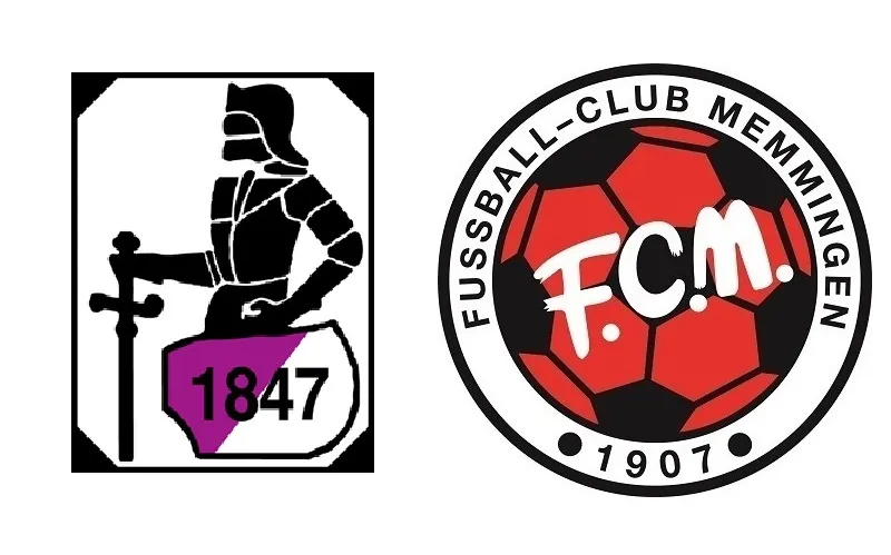 Eine Mannschaftsaufnahme des FC Memmingen in ihren Trikots, posierend vor dem Spiel.