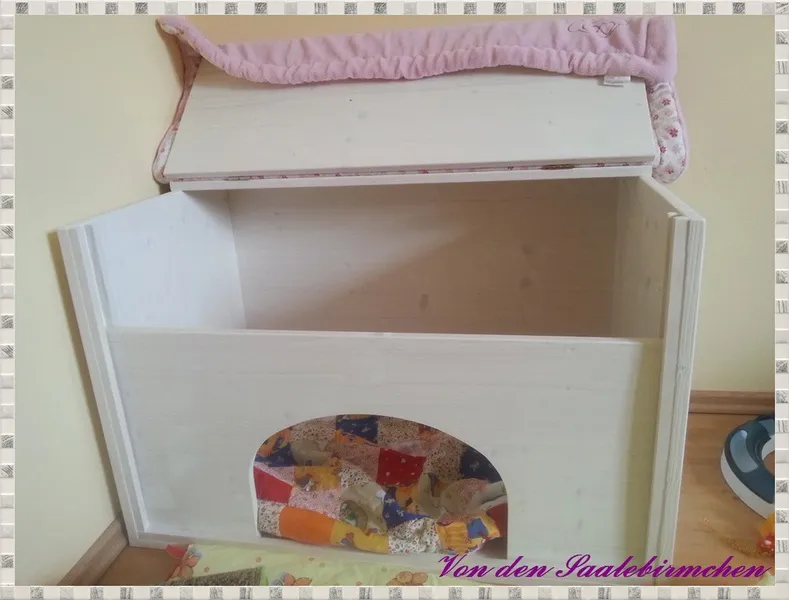 Eine Wurfkiste Katze mit aufgeklapptem Deckel, der eine gute Sicht ermöglicht