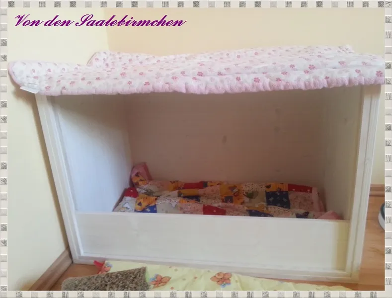 Eine Wurfkiste Katze mit einem schmalen Frontbrett, das die Kätzchen sicher einschließt