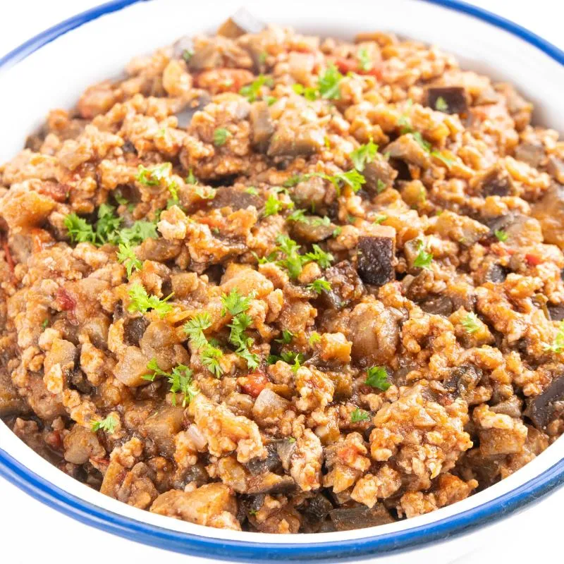 Einfache Low Carb Auberginen-Hackfleisch-Pfanne Mobile Featured Image