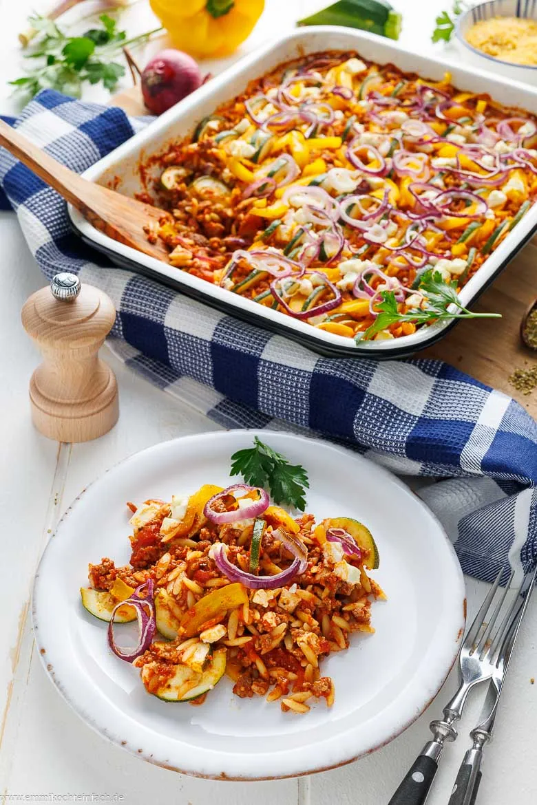 Einfacher Kritharaki-Auflauf