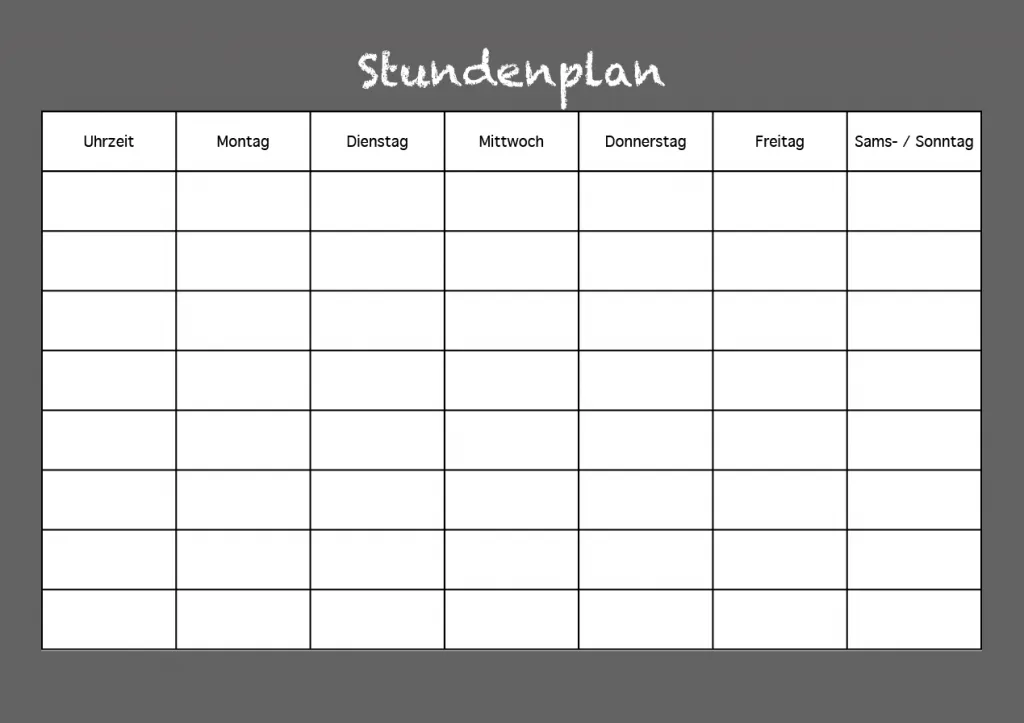 Einfacher Stundenplan als PDF